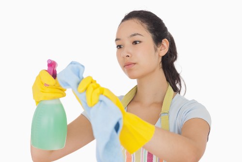 Cleaner preparing a tidy living room in Stjohnswood