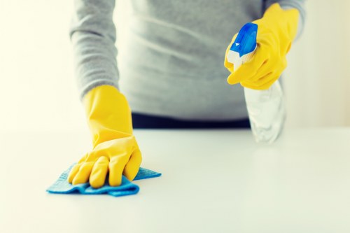 Local after builders cleaning team finishing a renovation clean